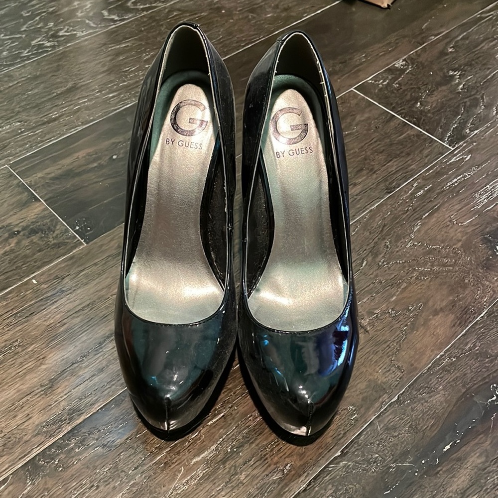 Black Voxxi Guess Platform Leather Heels Size 8